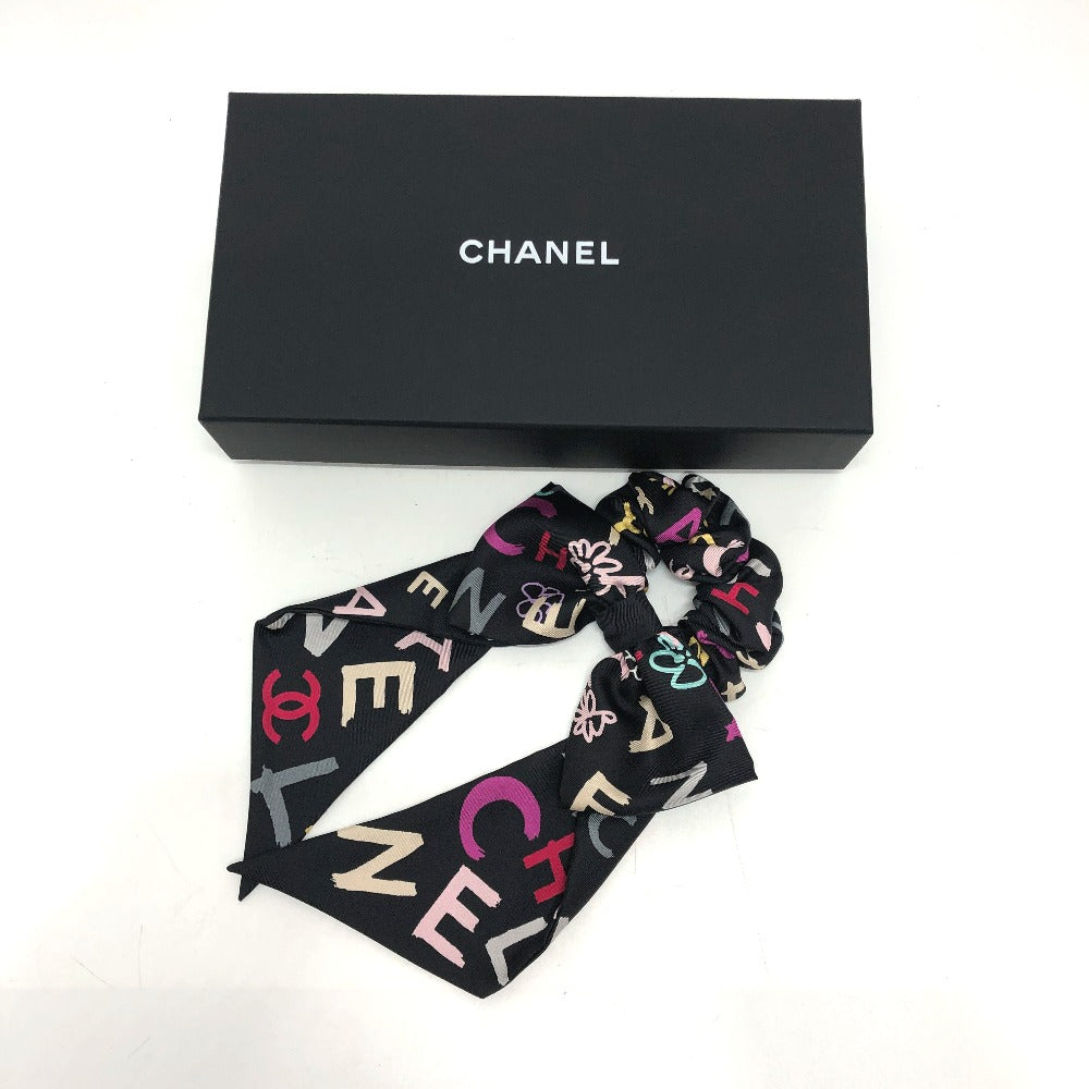 CHANEL hair accessory silk black Ribbon COCO Mark hair accessory Women Used Authentic