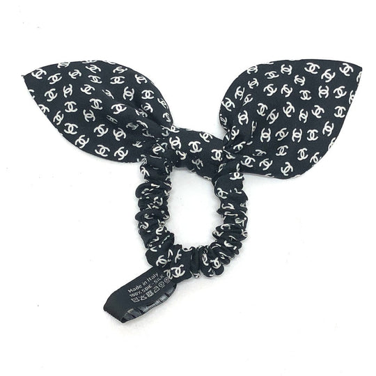 CHANEL hair accessory silk Black x white Ribbon COCO Mark hair accessory Women Used Authentic