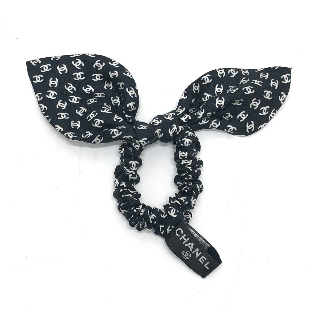 CHANEL hair accessory silk Black x white Ribbon COCO Mark hair accessory Women Used Authentic