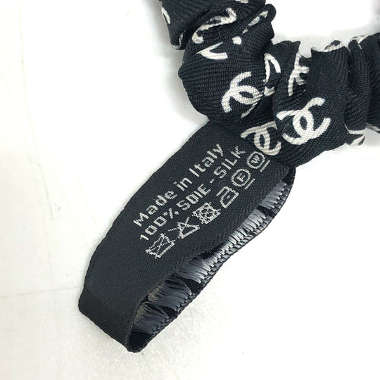 CHANEL hair accessory silk Black x white Ribbon COCO Mark hair accessory Women Used Authentic