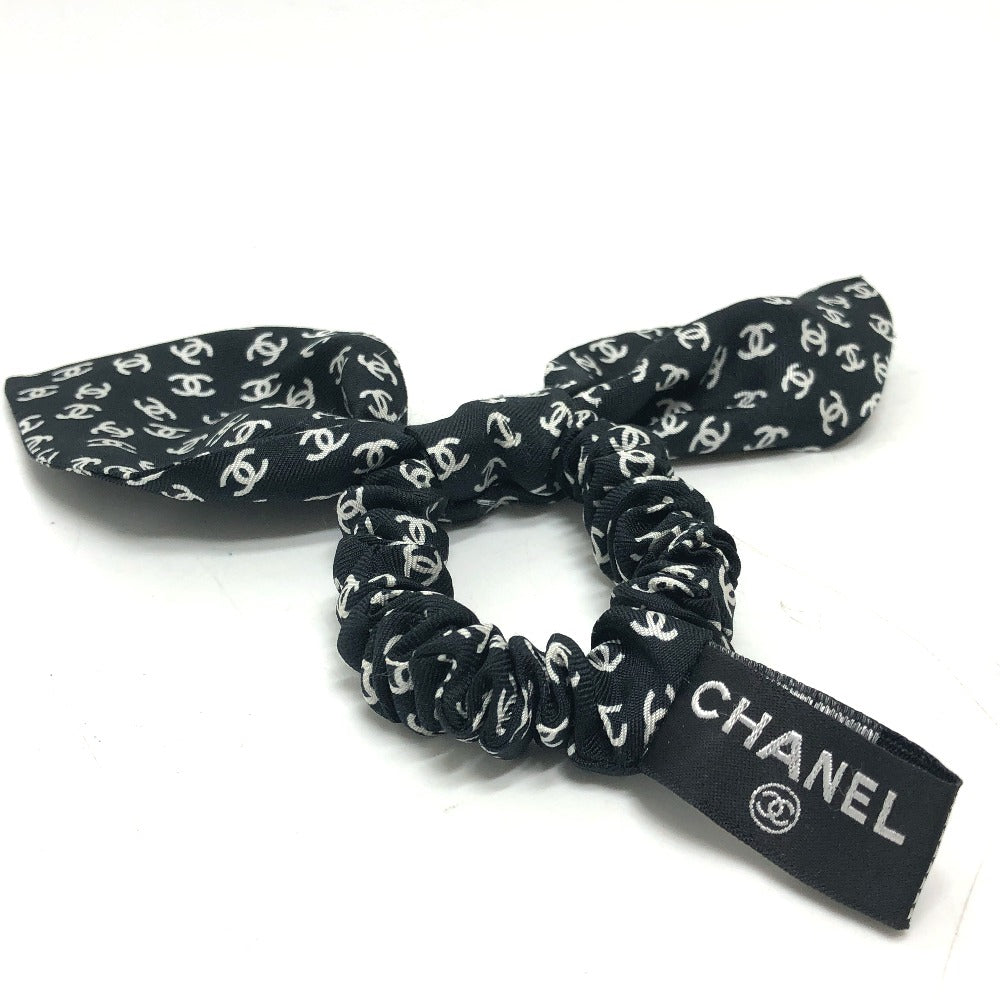 CHANEL hair accessory silk Black x white Ribbon COCO Mark hair accessory Women Used Authentic