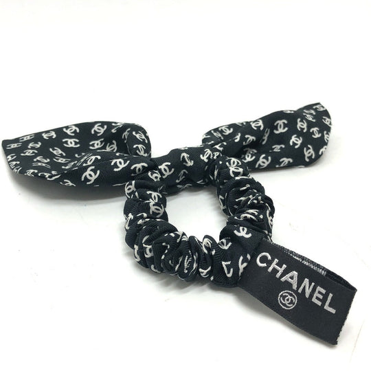 CHANEL hair accessory silk Black x white Ribbon COCO Mark hair accessory Women Used Authentic