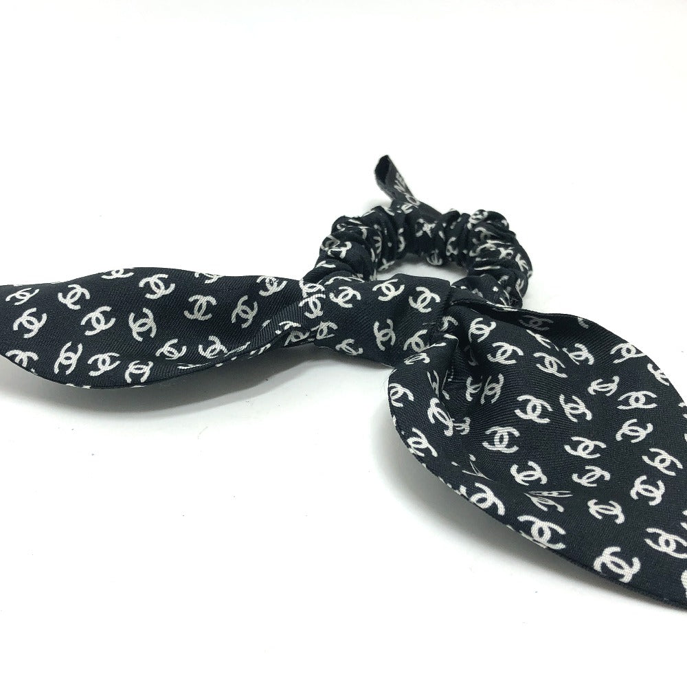 CHANEL hair accessory silk Black x white Ribbon COCO Mark hair accessory Women Used Authentic