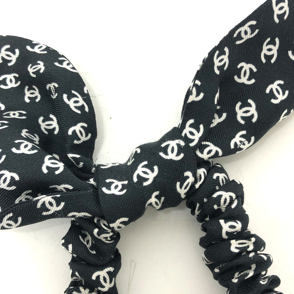 CHANEL hair accessory silk Black x white Ribbon COCO Mark hair accessory Women Used Authentic