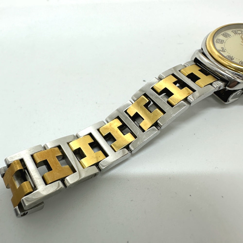 HERMES Watches Quartz PU2.220 Stainless Steel/Gold Plated Silver / Gold Pullman Women Used Authentic