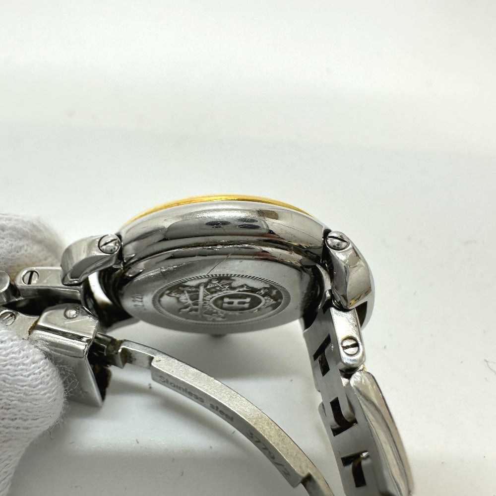 HERMES Watches Quartz PU2.220 Stainless Steel/Gold Plated Silver / Gold Pullman Women Used Authentic