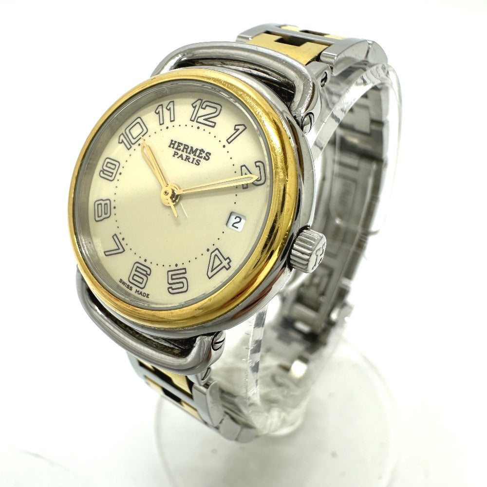HERMES Watches Quartz PU2.220 Stainless Steel/Gold Plated Silver / Gold Pullman Women Used Authentic