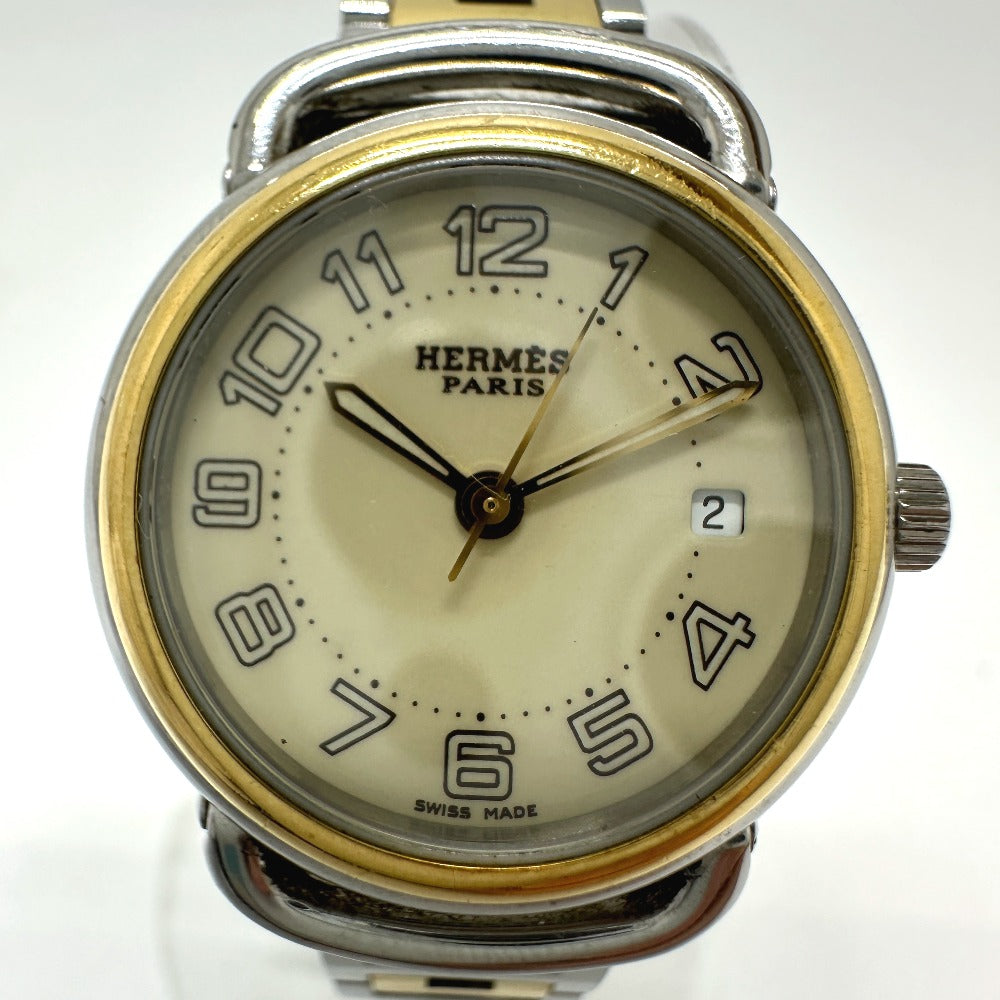 HERMES Watches Quartz PU2.220 Stainless Steel/Gold Plated Silver / Gold Pullman Women Used Authentic