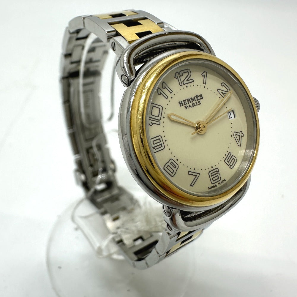 HERMES Watches Quartz PU2.220 Stainless Steel/Gold Plated Silver / Gold Pullman Women Used Authentic