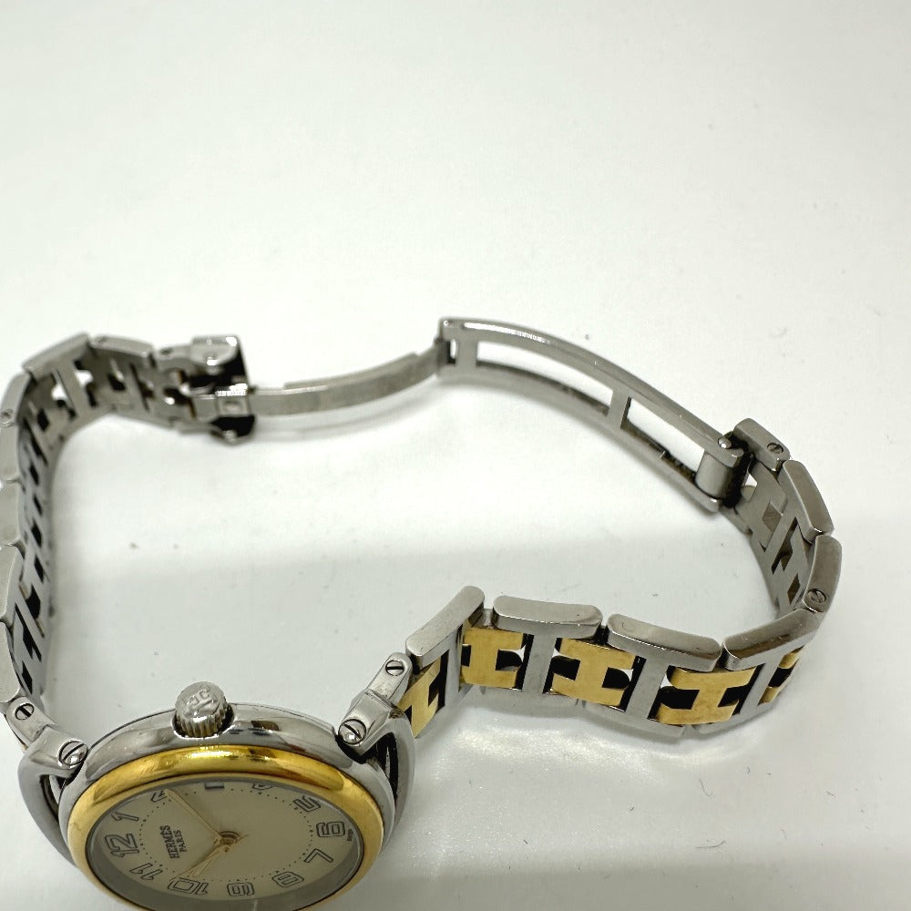HERMES Watches Quartz PU2.220 Stainless Steel/Gold Plated Silver / Gold Pullman Women Used Authentic