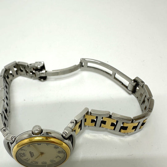 HERMES Watches Quartz PU2.220 Stainless Steel/Gold Plated Silver / Gold Pullman Women Used Authentic