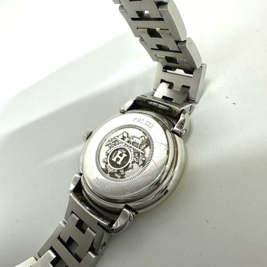 HERMES Watches Quartz PU2.220 Stainless Steel/Gold Plated Silver / Gold Pullman Women Used Authentic