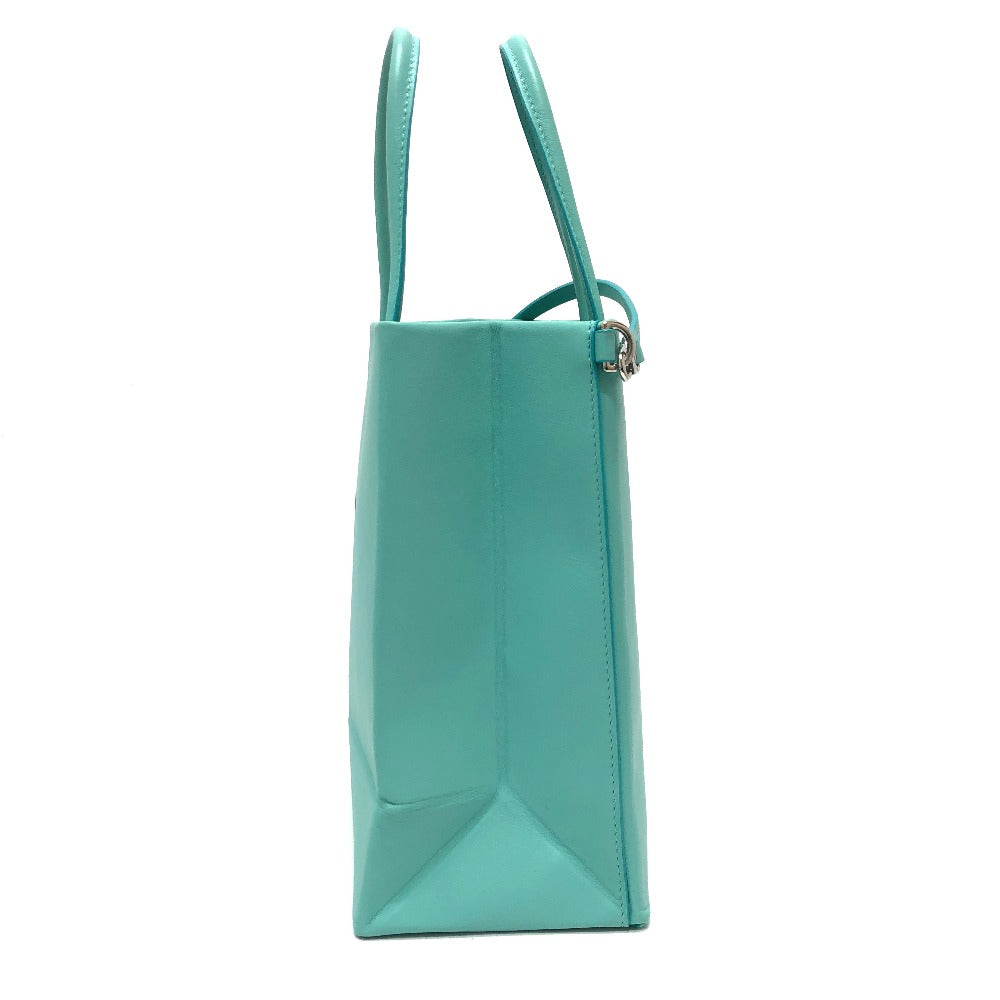 TIFFANY&Co. Shoulder Bag leather blue Cat street small shopping tote Women Used Authentic