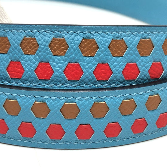 HERMES Shoulder strap Epsom blue bandouliere Women Used Authentic