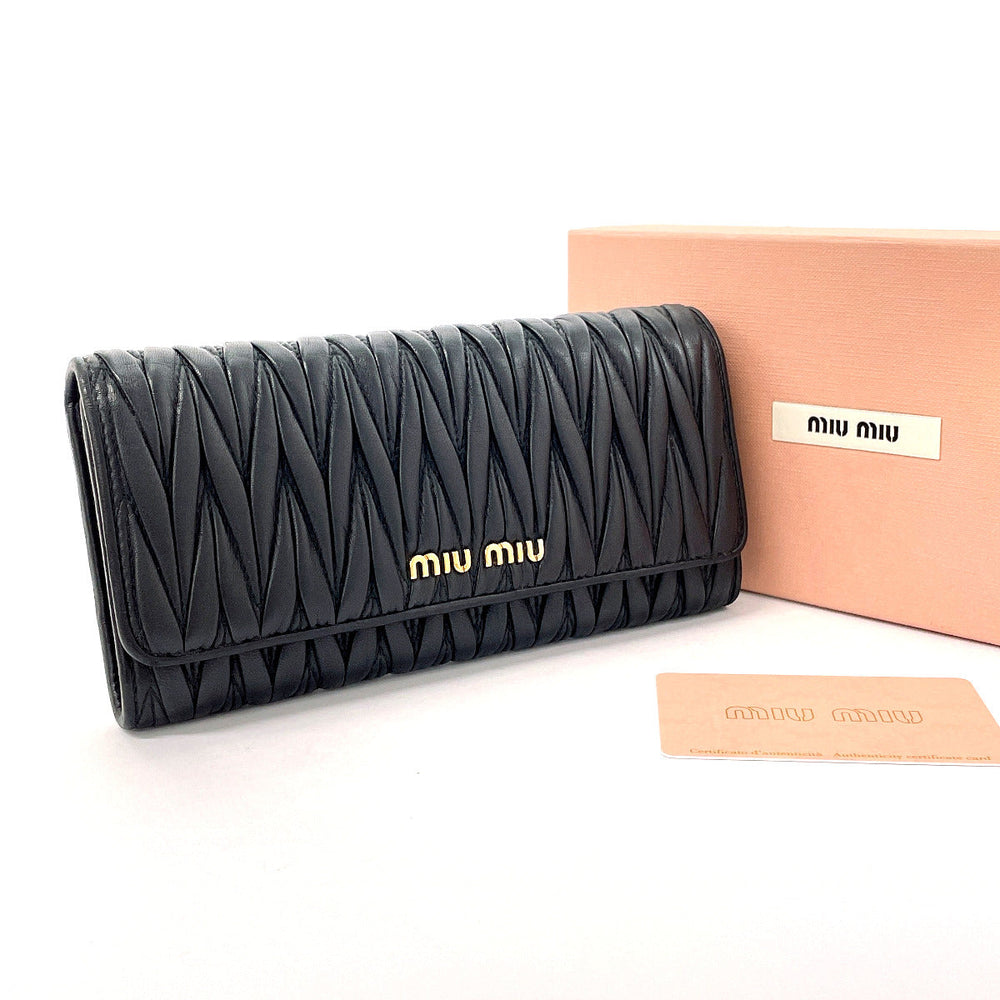MIUMIU Long Wallet Purse 5MH109 leather black Materasse