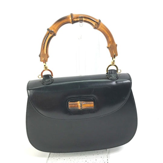 GUCCI Handbag 000 1951 Leather / Bamboo black turn lock old gucci Bamboo Women Used Authentic