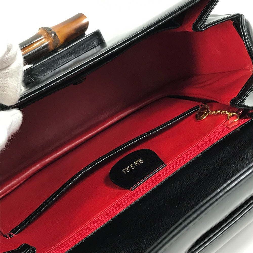 GUCCI Handbag 000 1951 Leather / Bamboo black turn lock old gucci Bamboo Women Used Authentic
