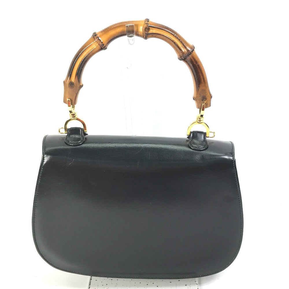 GUCCI Handbag 000 1951 Leather / Bamboo black turn lock old gucci Bamboo Women Used Authentic