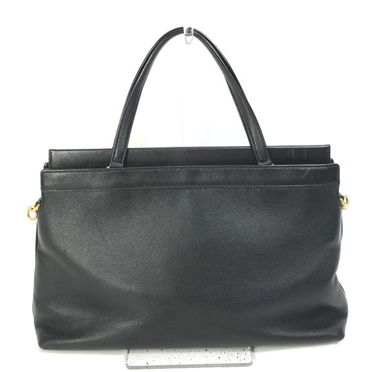 GUCCI Handbag 630595 leather black Tote Bag Interlocking G Women Used Authentic