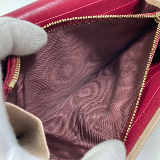 BVLGARI Folded wallet leather Light pink type Bulgari Bulgari Logo clip Women Used Authentic