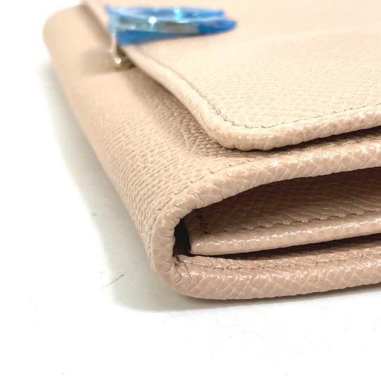 BVLGARI Folded wallet leather Light pink type Bulgari Bulgari Logo clip Women Used Authentic