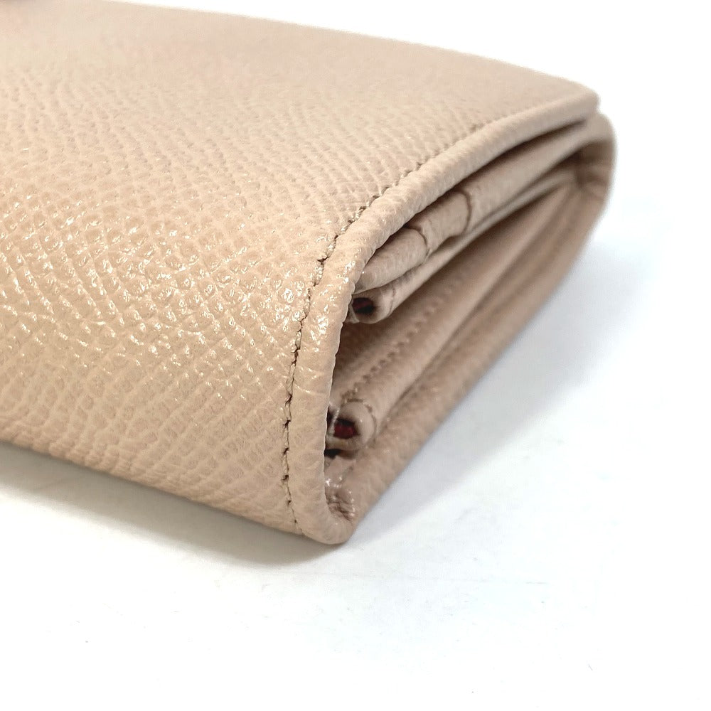 BVLGARI Folded wallet leather Light pink type Bulgari Bulgari Logo clip Women Used Authentic