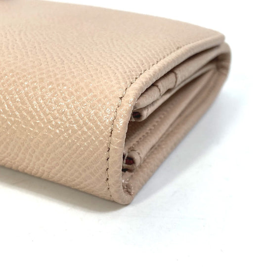 BVLGARI Folded wallet leather Light pink type Bulgari Bulgari Logo clip Women Used Authentic