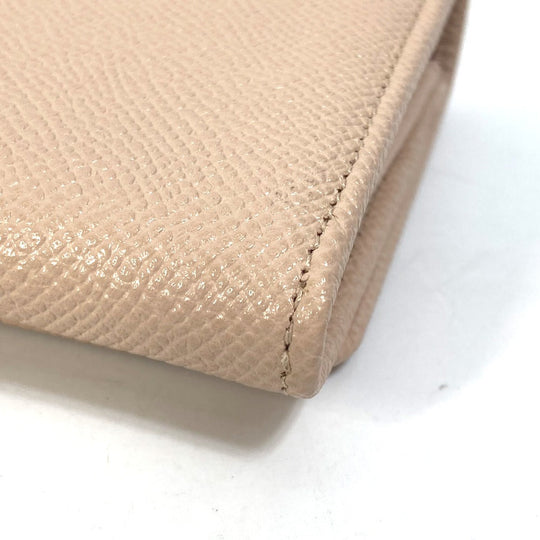 BVLGARI Folded wallet leather Light pink type Bulgari Bulgari Logo clip Women Used Authentic
