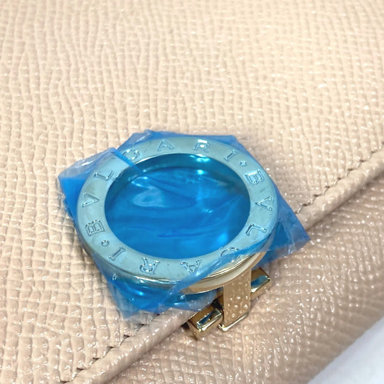 BVLGARI Folded wallet leather Light pink type Bulgari Bulgari Logo clip Women Used Authentic