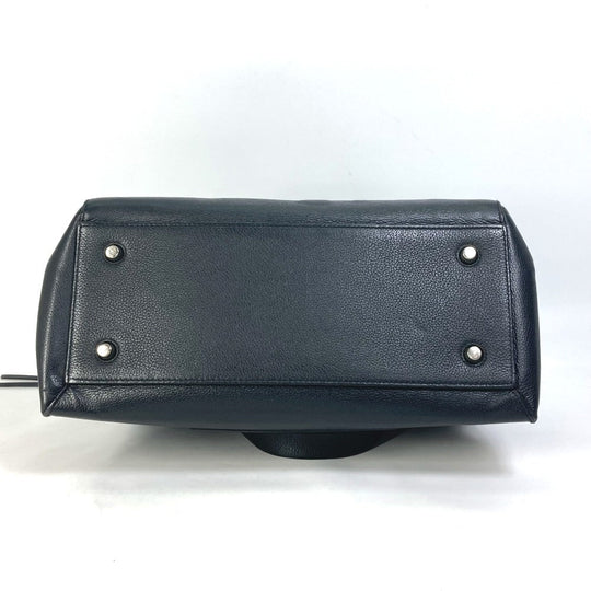 CELINE Handbag leather black logo Edge Women Used Authentic