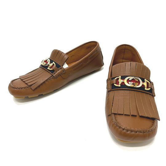 GUCCI loafers 575642 leather Brown Interlocking G 7
