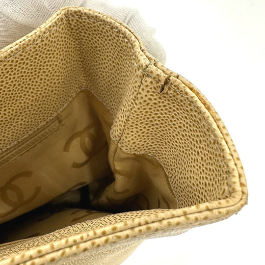 CHANEL Tote Bag Caviar skin beige COCO Mark CC Women Used Authentic