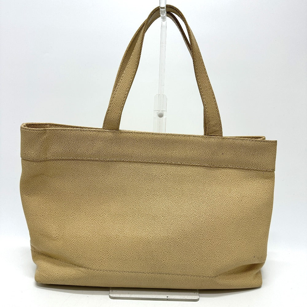 CHANEL Tote Bag Caviar skin beige COCO Mark CC Women Used Authentic