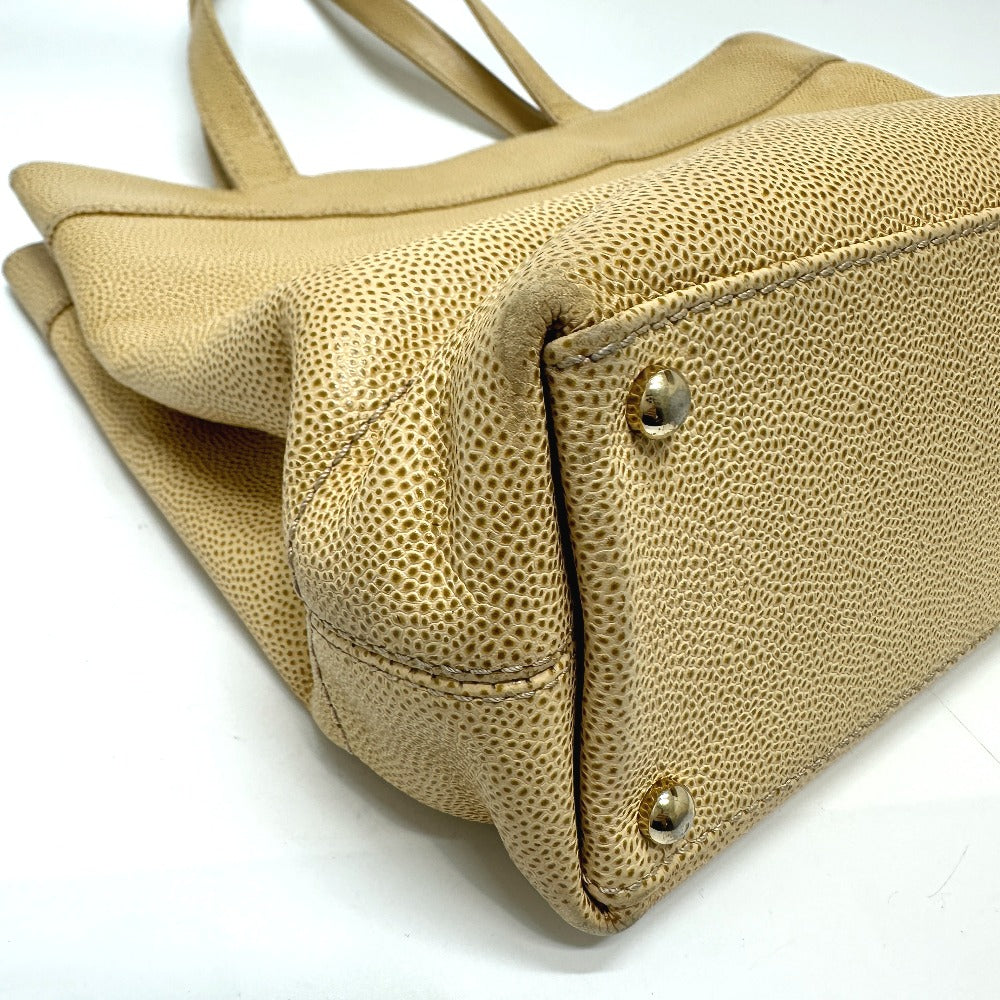 CHANEL Tote Bag Caviar skin beige COCO Mark CC Women Used Authentic