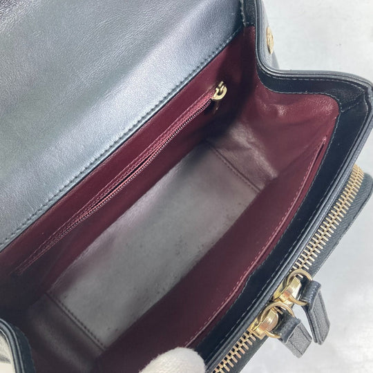 CHANEL Shoulder Bag A93749 Caviar skin black COCO Mark CC Matelasse Quilting Top handle Women Used Authentic