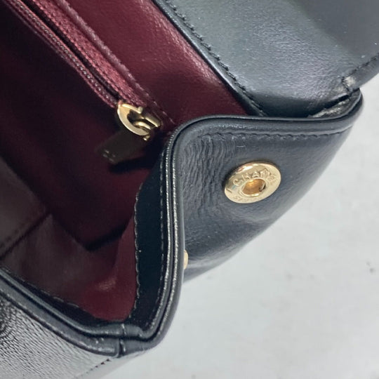 CHANEL Shoulder Bag A93749 Caviar skin black COCO Mark CC Matelasse Quilting Top handle Women Used Authentic