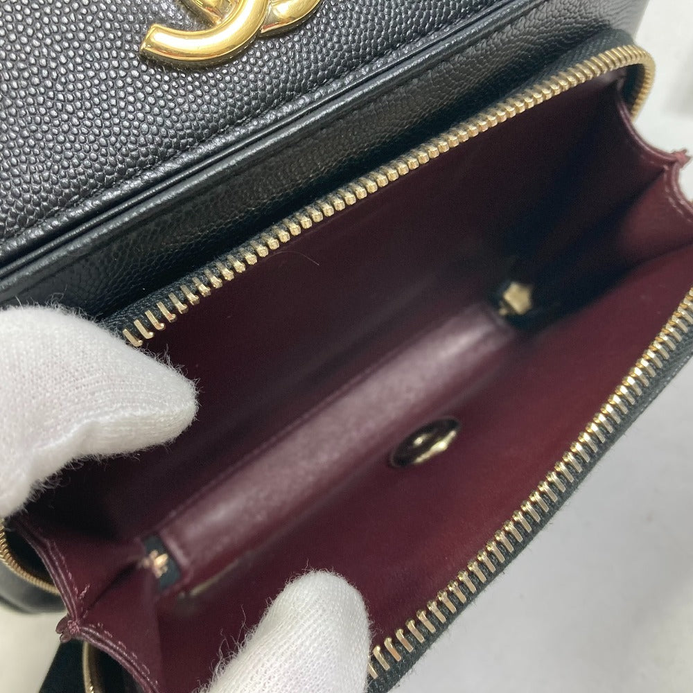 CHANEL Shoulder Bag A93749 Caviar skin black COCO Mark CC Matelasse Quilting Top handle Women Used Authentic