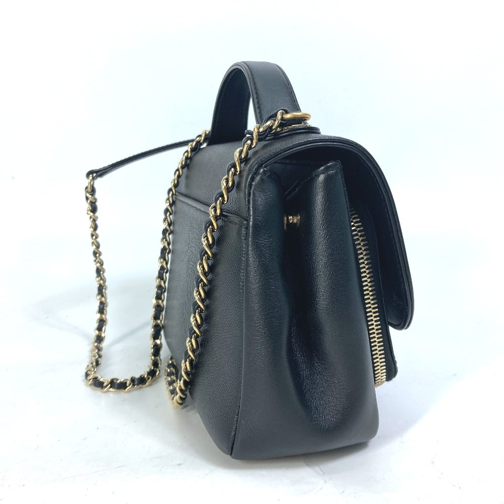 CHANEL Shoulder Bag A93749 Caviar skin black COCO Mark CC Matelasse Quilting Top handle Women Used Authentic