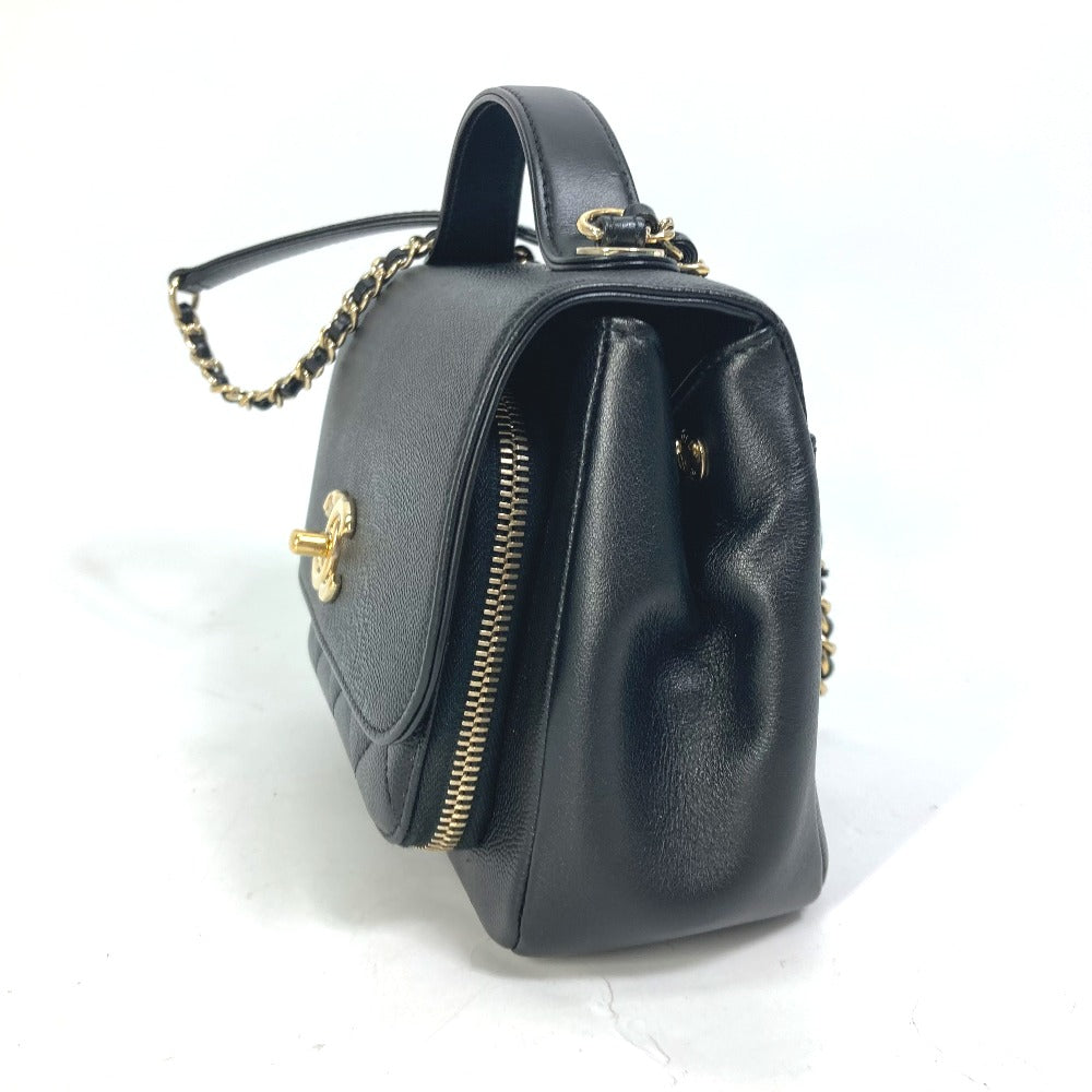 CHANEL Shoulder Bag A93749 Caviar skin black COCO Mark CC Matelasse Quilting Top handle Women Used Authentic