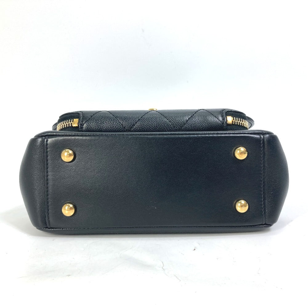 CHANEL Shoulder Bag A93749 Caviar skin black COCO Mark CC Matelasse Quilting Top handle Women Used Authentic