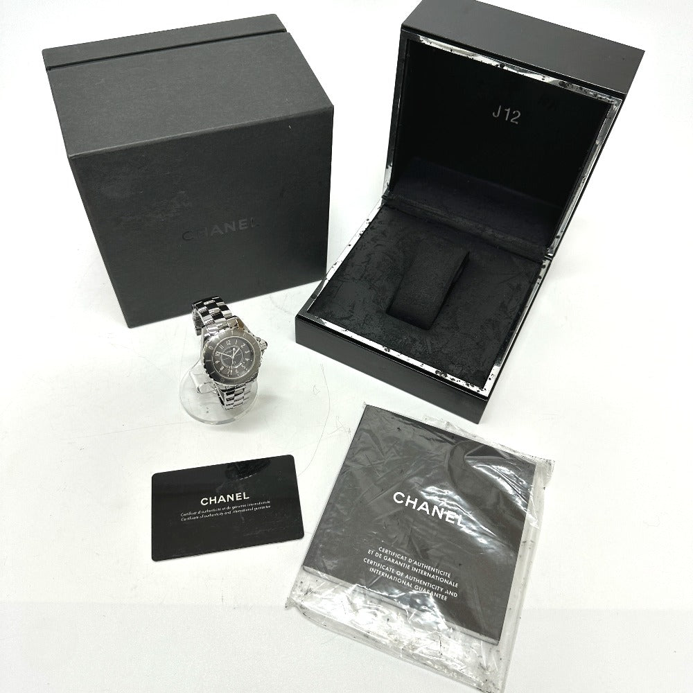 CHANEL Watches Quartz H2978 ceramic Silvertype J12 Chromatic gray dial Women Used Authentic