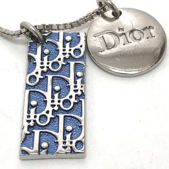 Dior Necklace metal blue Trotter Number 2 plate Women Used Authentic