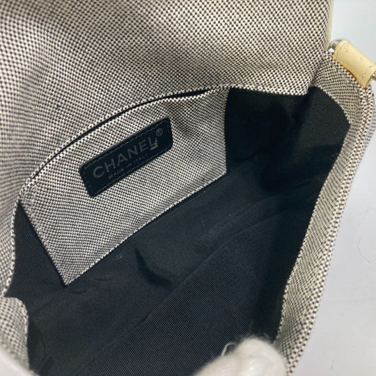 CHANEL Shoulder Bag canvas Gray type No.5 CC Camellia COCO Mark Chain Women Used Authentic