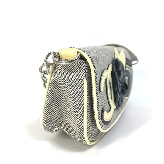 CHANEL Shoulder Bag canvas Gray type No.5 CC Camellia COCO Mark Chain Women Used Authentic