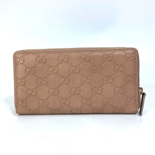 GUCCI Long Wallet Purse 257003 leather pink MAYFAI Ribbon Guccissima Ribbon Women Used Authentic