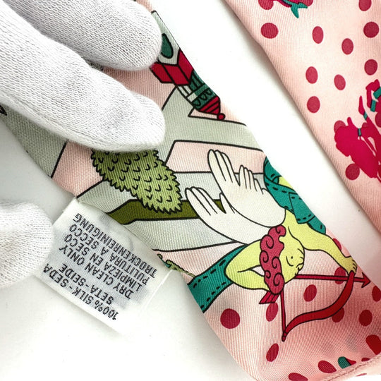 HERMES scarf silk pink Twilly Women Used Authentic