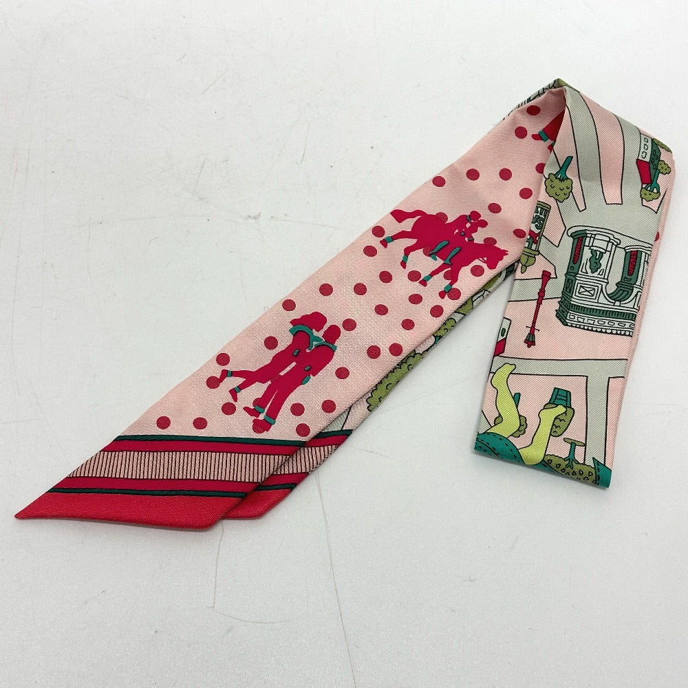 HERMES scarf silk pink Twilly Women Used Authentic