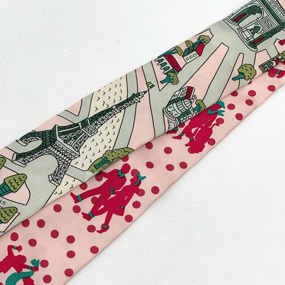 HERMES scarf silk pink Twilly Women Used Authentic