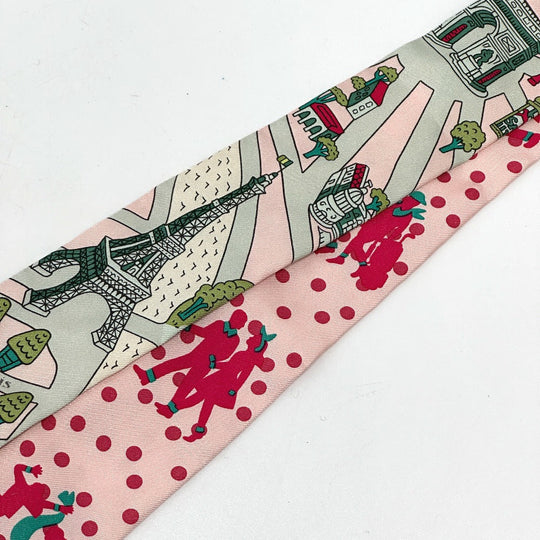 HERMES scarf silk pink Twilly Women Used Authentic
