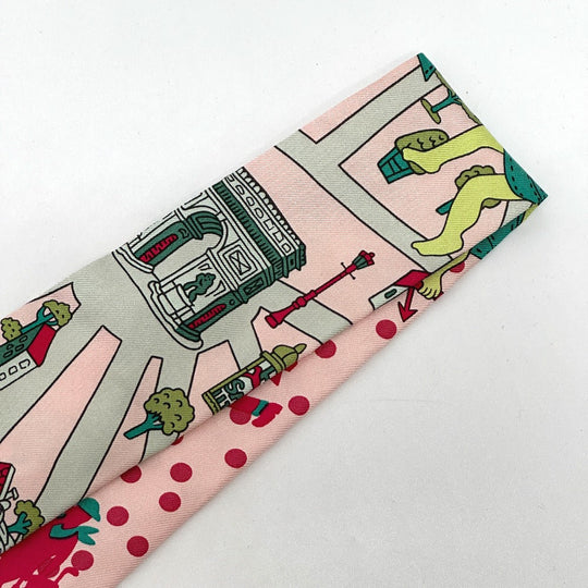 HERMES scarf silk pink Twilly Women Used Authentic